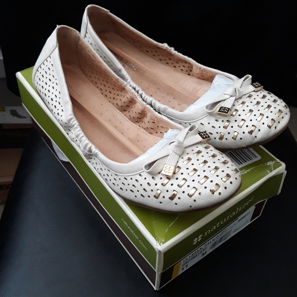 Ivory Leather Flats